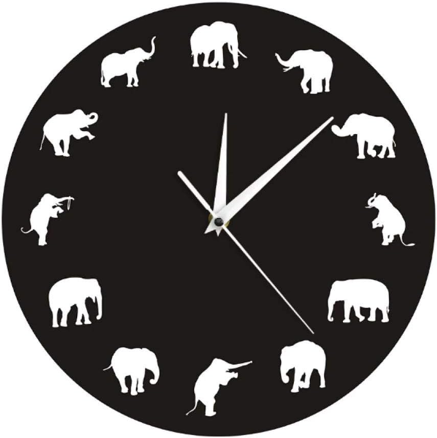 tyjsb Reloj de Pared de Elefantes Grandes, Reloj de Pared con