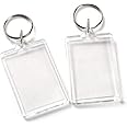 10Pcs SMALL SIZE-Rectangle Clear Acrylic Photo Snap-in Keychain Blank Double Sided Custom Personalised Photo Insert Picture Frame Keychain Keyring Holder(1.1 x 1.7 in)