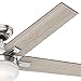 Hunter 54in Brushed Nickel Contemporary Ceiling Fan with Cased White LED Light Kit and Remote Control (Renewed)