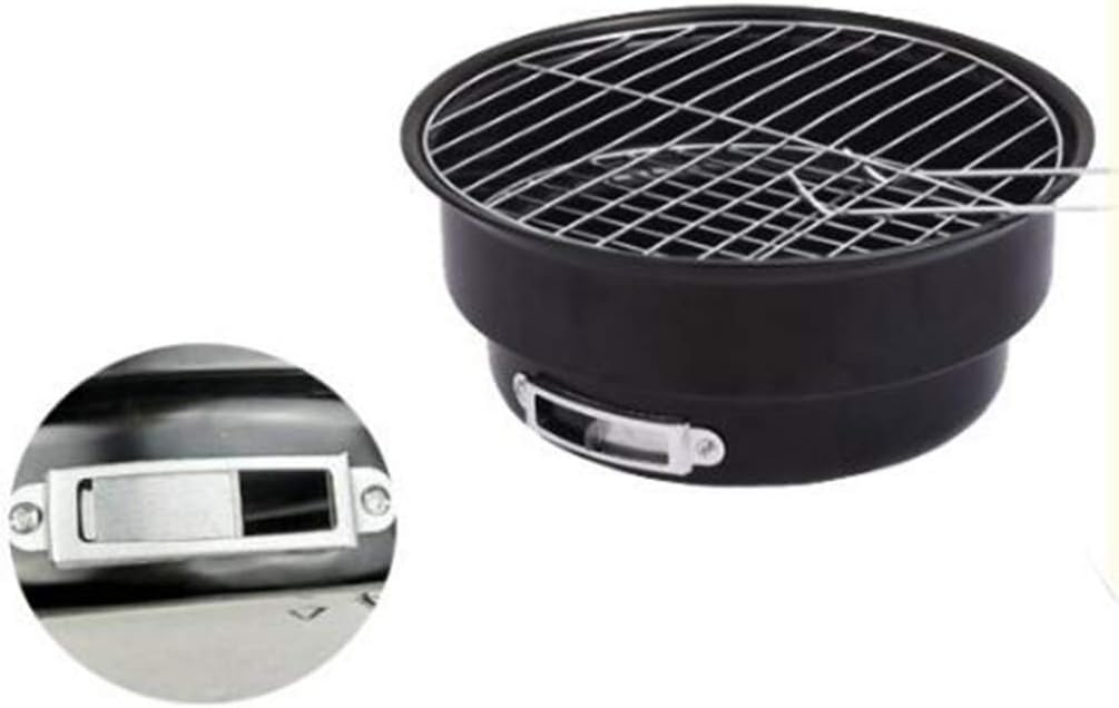 review Yardwe Barbecue Grills Mini Round Shape Iron Oven Long Service Rustproof Folding Charcoal Barbeque for Outdoor Party Patio Household Use