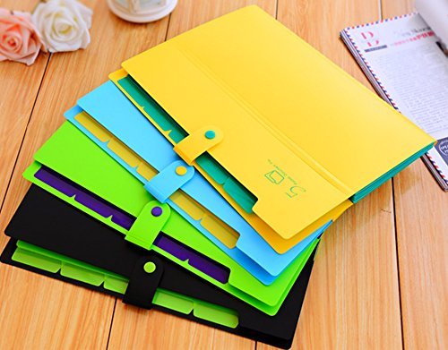 Kobest  5  Pockets Expanding file folder  Accordion document Organizer,A4 Size and letter  with Bouton  closure  For School and Office uses(Black) - Thumbnail 3