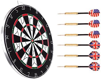 Darius Bristle Dartboard Double-Sided Flocking with 6 Darts Starter Kit, 18 inches
