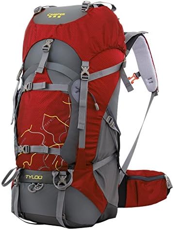 CREEPER Unisex Professional Outdoor Hiking Camping Trekking Climbing Mountaineering Rucksack Waterproof Backpack (45+5L, Red)