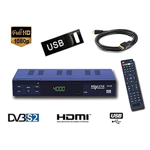 HD-LINE Digitaler Satelliten Receiver FTA - HDMI und SCART Ausgang - mit 8Go USB-Stick !! DVB-S2 DVB-S USB PVR Media Player