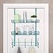 NEX Upgrade Over The Door Hook Shelf Organizer 5 Hooks with 2 Baskets Storage Rack for Coats & Towels, Chrome(Aqua Blue)