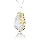 InfinityGemsArt Raw Ethiopian Opal Pendant Necklace, 925 Sterling Silver 18 inch Chain, Valentines Day Gifts For Mom Men Women