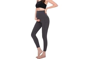 KUNINDOME Maternity Leggings Over The Belly with Pockets, Pregnancy Yoga Pants, Maternity Active Wear Workout Leggings