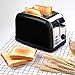 MADETEC 2 Slice Wide Slot Toaster Black for Bread Bagel, Brushed Stainless Steel Toaster with Removable Crumb Tray,High Lift Lever, Defrost, Bagels and 7 Shade Setting