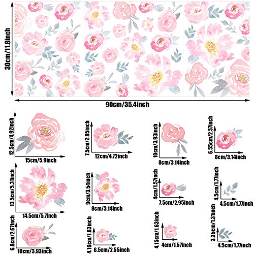Watercolor Floral Wall Decal Pink Flowers Wall Sticker Wall Decor for