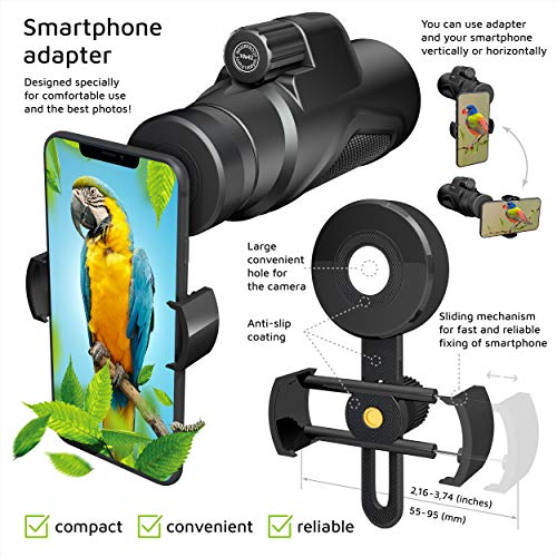 Stellax, ZoomX Monocular Compact Upgraded 2020 Waterproof/Fogproof - BAK4 Prism, FMC lenses covering with Tripod and smartphone adapter - Thumbnail 4