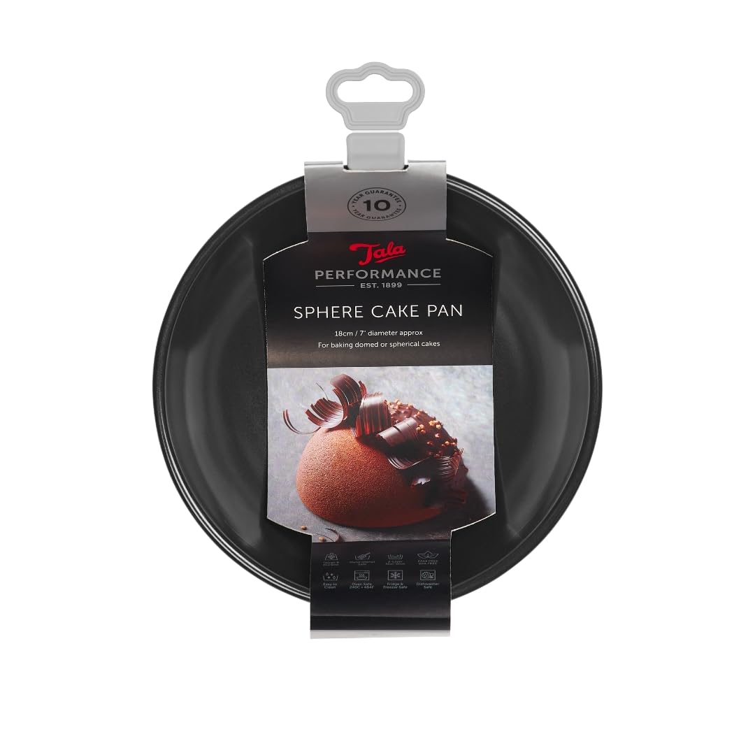 Tala Performance Eclipse Non-Stick Sphere Cake Pan 19.2 cm Dia; Excellent as a Base for Novelty Cakes, Such as a Igloo, Football, Hedgehog or Unicorn Shape, 19.2x19.2x9.1 cm