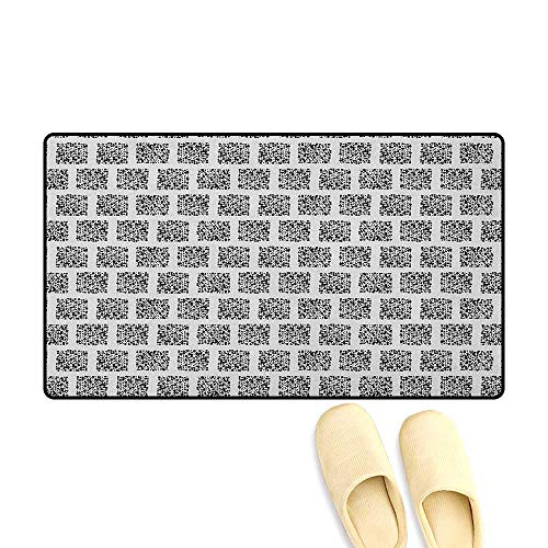 Abstract Door Mats for Inside Non Slip Backing Square Shapes with Doodle Little Dots Retro Style Halftone Effect Design Size:32"x48" Black and Coconut