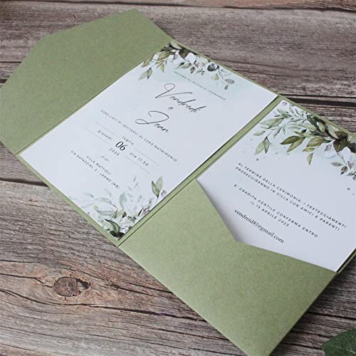 MillaSaw - Olive Green Wedding Invitation Box for Wedding, Engagement, Graduation, Anniversary, 25 Pieces (Olive Green)
