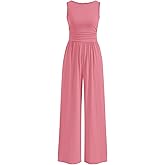 PRETTYGARDEN One Piece Jumpsuits for Women Dressy Casual Sleeveless Crewneck Wide Leg Rompers Jumpers Vacation Summer Outfits
