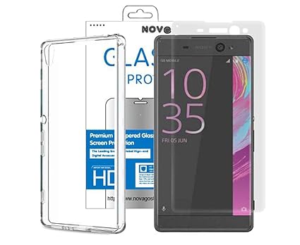 Novago [Pack] kompatibel mit Sony Xperia XA hülle Case Silikon + Panzerglas Schutzfolie