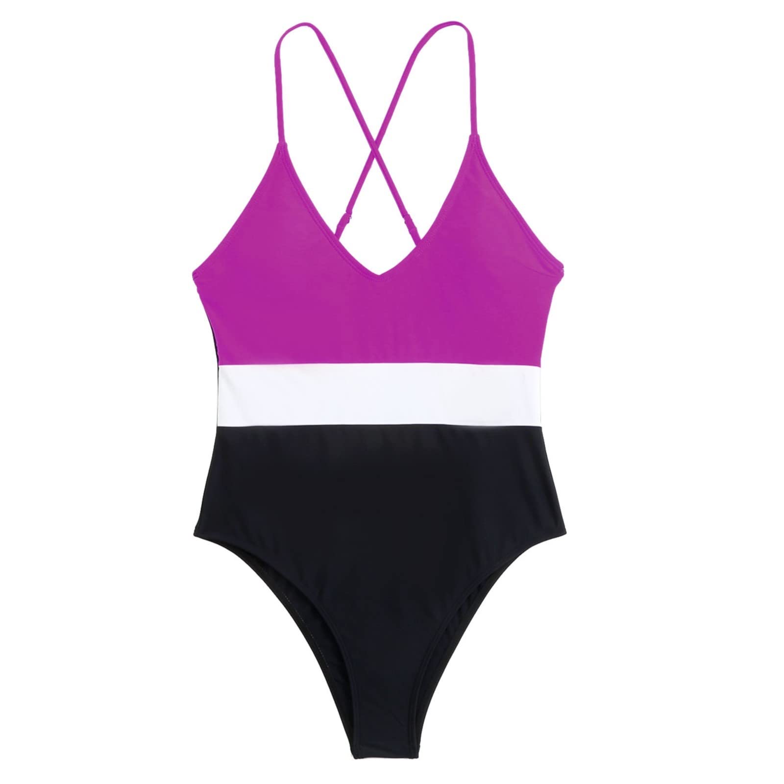 DUOWEI Crystal Bikini Bodysuit Color Block Bikini