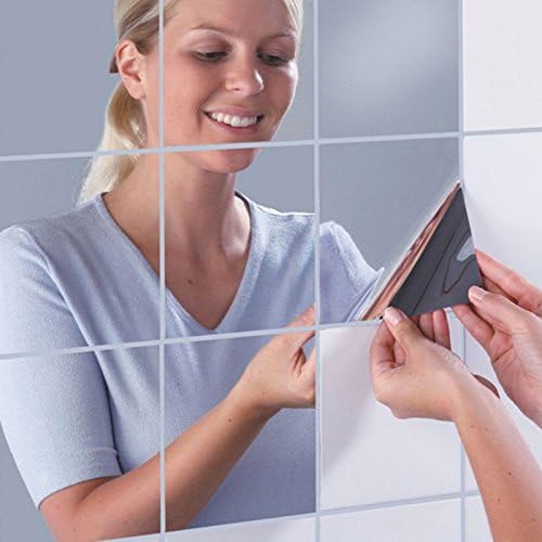 Luxbody(TM) 16Pcs/Set Square Mirror Tile Wall Decals Mosaic DIY For Living Room Decoration Porch 3D Wall Stickers Home Decor