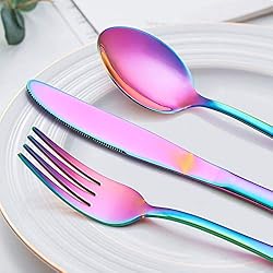 LIANYU Rainbow Flatware Cutlery Set, 20 Piece