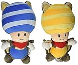 Little Buddy Mario Plush Doll Set of 2 - Flying Squirrel Blue Toad & Yellow Toad