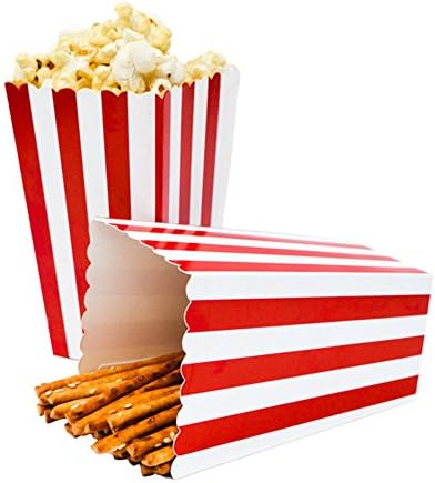 Cegar Stripe Popcorn Cup Set of 12 Birthday Party Decoration Snacks Environmental Protection Tray Popcorn Cup Tray Red
