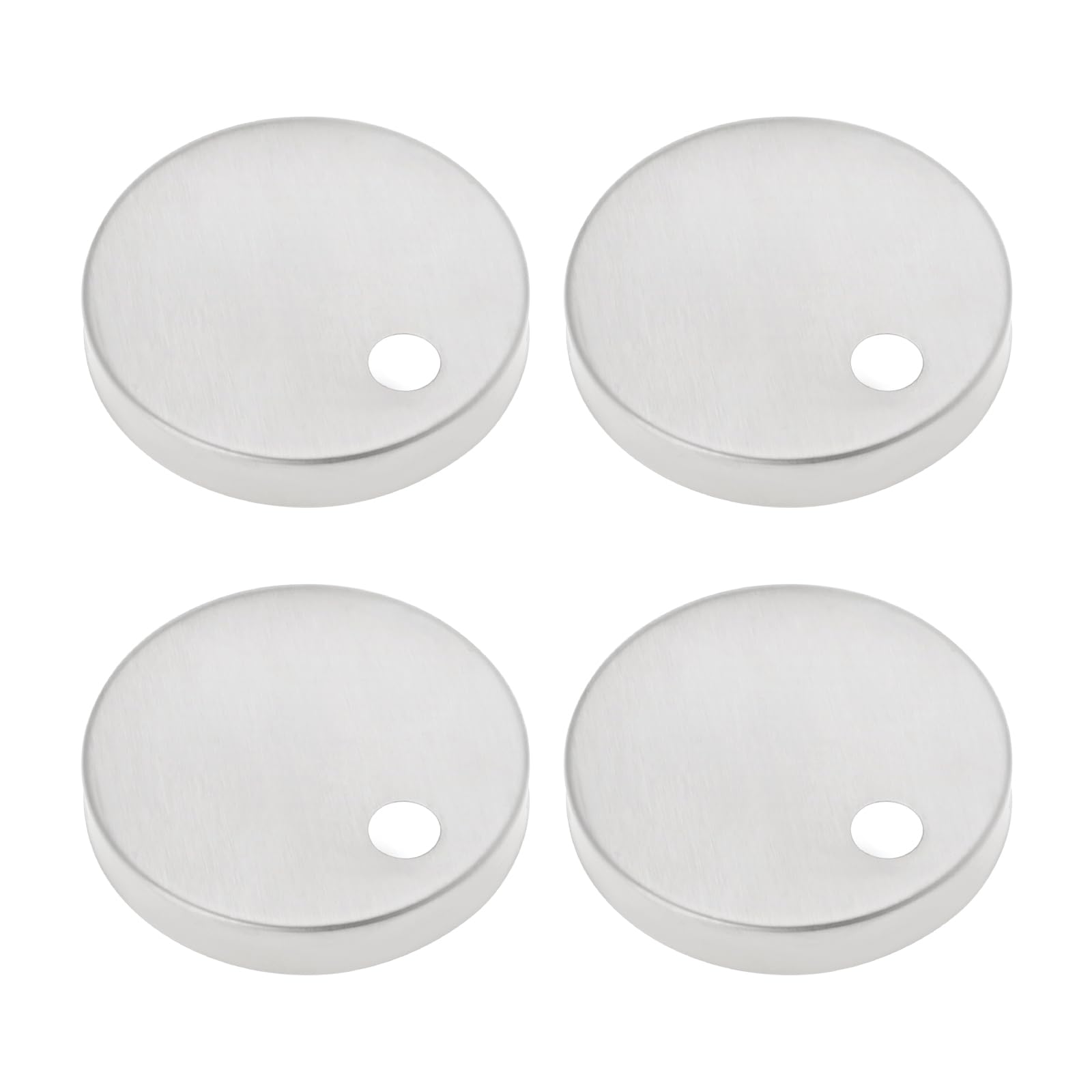 SG Store 4Pcs Toilet Seat Hinge Cover 55mm Diameter Toilet Seat Hinge Fixings Covers Stainless Steel Toilet Pan Top Fixing Decorative Covers Set, Silver