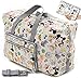 Foldable Travel Duffle Bag for Women Girls Large Cute Floral Weekender Overnight Carry On Bag for Kids Checked Luggage Bag (Z-Beige Mouse)