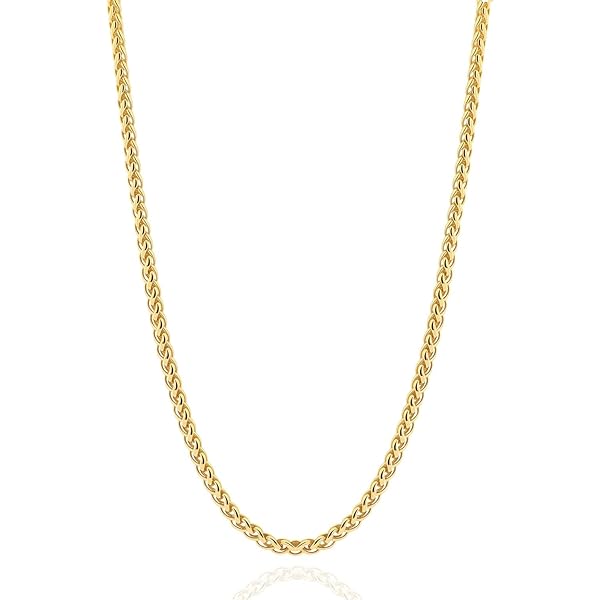 HZMAN Men Women 24k Real Gold Plated Figaro Chain Stainless Steel