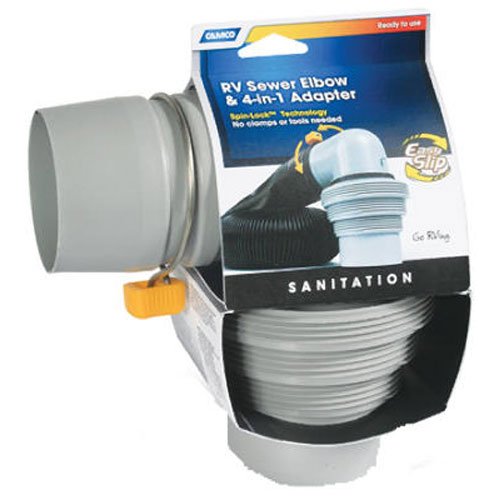 Camco 39144 Easy Slip Elbow and 4 in 1 Adapter RV sewer hose Connector