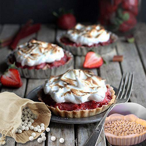 AQIMY Baking Ceramic Pie Weights 10mm Reusable Pie Crust Weights Natural Ceramic Stoneware with Drawstring Bag, 1.2LB