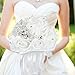 vLoveLife Luxurious White Wedding Bridal Bouquet Advanced Bridal Bridesmaid Bouquets Artificial Rose Flower Posy With Rhinestone Diamonte Metal Satin Ribbon Decor