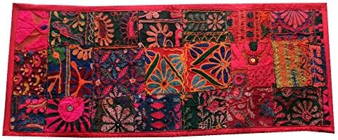 29" X 11" Indian Work Wall Mirror Work Hanging Handmade Tapestry Hand Banjara Work Embroidered Decoration Creative Art T22