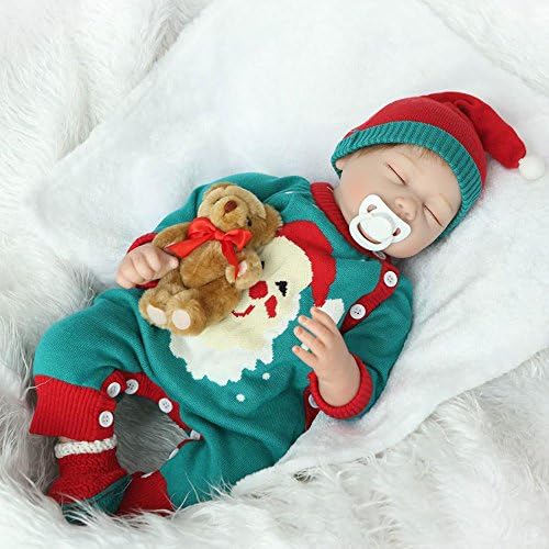 Dirance 22 Inch Lifelike Reborn Doll Sleeping Soft Silicone Part Body Realistic Christmas Girl Doll Vinyl Reallike Newborn Baby Doll Outfits, Kids Gift for Ages 3+,Under 100 Dollars (Multicolor)