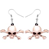 NEWEI Acrylic Halloween Pirate Skull Earrings Drop Dangle Accessories Charms Jewelry for Women Gifts
