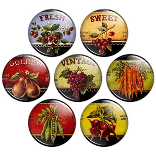 Button Bistro Women's Delicious Fruits & Veggies 1.25 inch Pinback Button Set #1