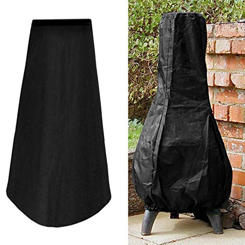Wellbeing Patio Chiminea Cover Waterproof Outdoor Garden Chimney Fire Pit Heater Cover UV Protective Water Resistance Durable 24"Dia x 48"H Black