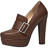 SHODENSE Women Vintage Chunky Platform Loafers Pumps Tassel Round Closed Toe Slip On Suede Block High Heel Dress Loafer Shoes Buckle Strap Oxford Loafers Fringe Pump Dressy Chic Sexy Y2k 4-11 M US