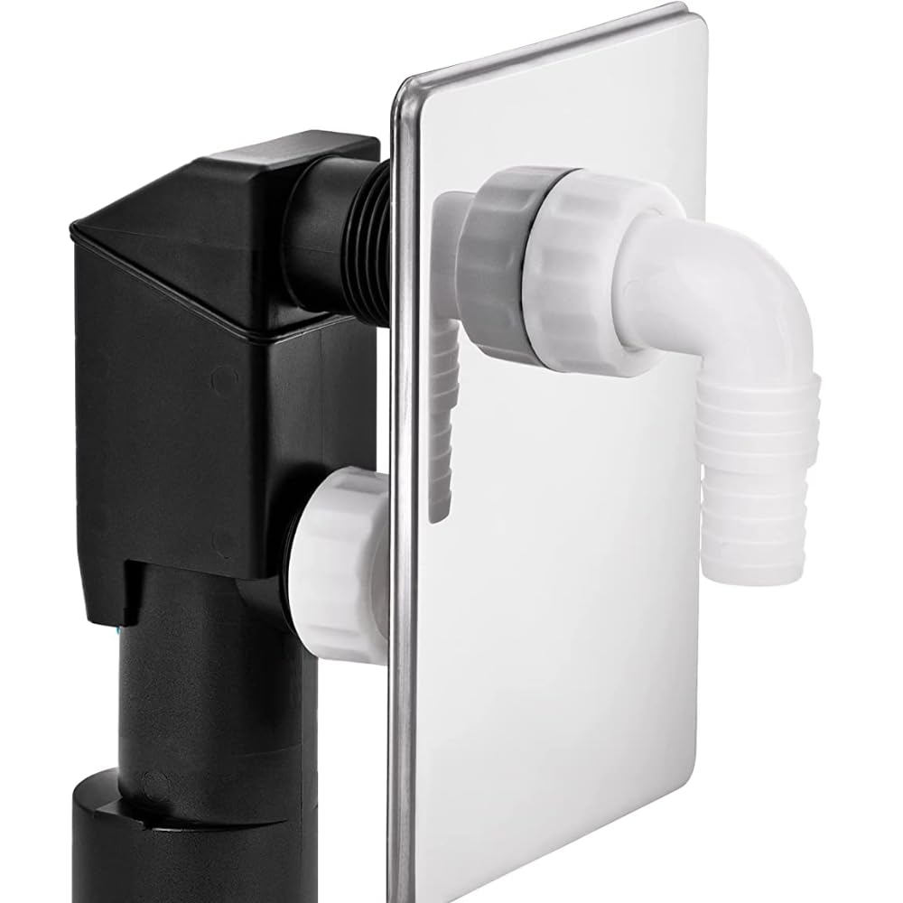 Schläfer 655850 | Built-in Siphon for Washing Machine in PP with Chrome Stainless Steel Plate and Plastic Pipette diam40/50mm | Dishwasher Siphon | Hose Connector Washing Machine Connection 19-53 mm