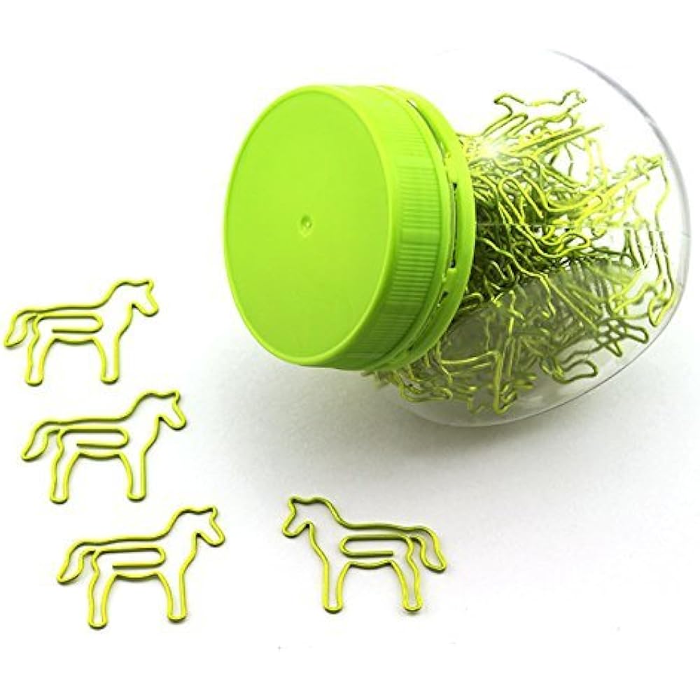 60 Pack Clips Cute Fun Green Horse Paper Creative Animal Shape, Great