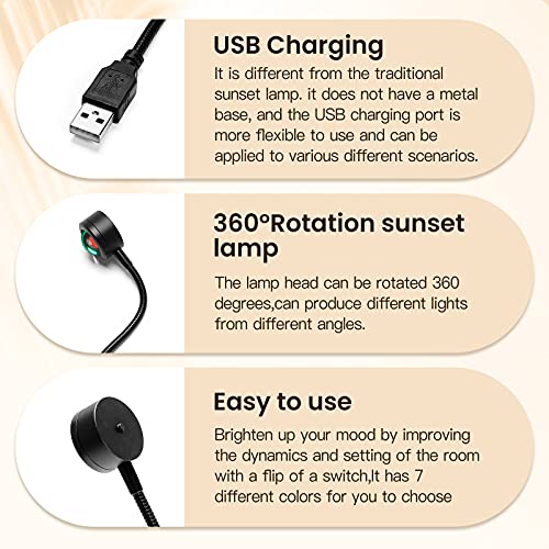 Mini Sunset Projection Lamp,2021 New Upgrade 7 Colors Mood Lighting Lamp,360 Degree Rotation Network Red Light, Modern Floor Stand Night Light for Living Room Bedroom Decor