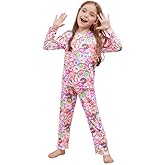 CHILDRENSTAR Girls Pajamas Set Long Sleeve Sleepwear Shirt Pant Shirring Ribbed Lounge Clothes For Kids