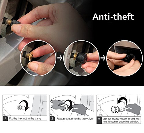 Vesafe Wireless Tire Pressure Monitoring System (TPMS), with 4 External Cap sensors. (Cigarette Lighter Plug with 2A Charging) (Color) - Thumbnail 6