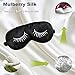 MSSilk Sleep Eye Mask- Smoothing Mulberry Silk- Adjustable Elastic Strap- Lightweight- with A Bonus Pair of Earplug in a Carry Pouch (White Eyelashes)