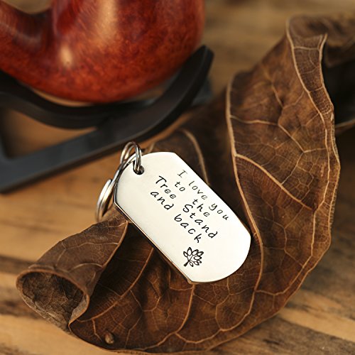 Udobuy I Love You to The Tree Stand and Back Hand Stamped Keychain Gift for Dad Daddy Keychain Hunting Keychain Father Son Hunting Dad Gift