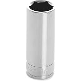 Performance Tool W38417 3/8 in. Drive 17 mm 6-Point Deep Socket | Deep well socket reduces fastener rounding. Chrome vanadium steel construction. Polished chrome finish