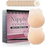 Trifabricy Nipple Covers - 2 Pairs Lift Ultra-Thin Sticky Push up Nipple Pasties, Reusable Silicone Breast Petals, Strapless Backless Bras, Pasties for Women