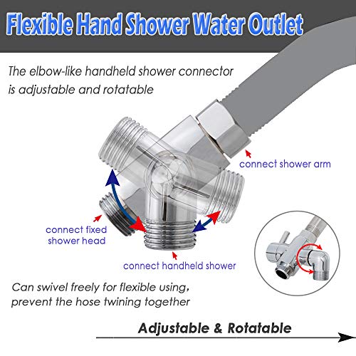 Shower Arm Diverter Valve Brass G1/2 3 Way Universal Bathroom Shower System Component Replacement for Handheld Shower Head and Fixed Spray Head, Polished Chrome - Thumbnail 3