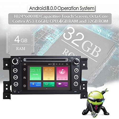 Android 8.0 2005-2012 SUZUKI Grand Vitara Indash Car Stereo Radio Head Unit GPS Navigation System with DVD Player/Bluetooth/SD/USB/Radio/Steering Wheel Control/8 Core/4GB RAM/Free Map