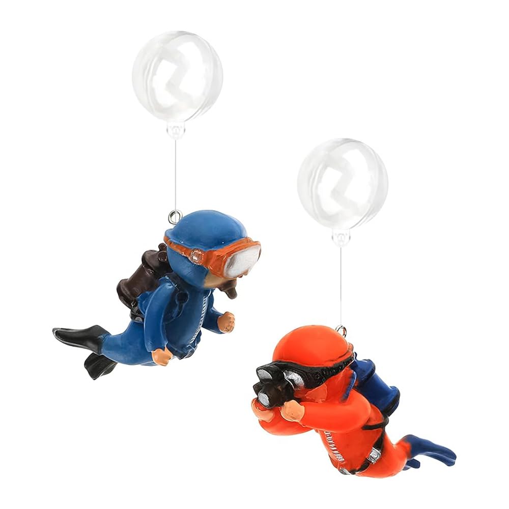 Hsthe Sea Diver Aquarium Decorations, 2PCS Floating Fish Tank Decor Aquarium Diver with Floating Device Diver Figurines Cartoon Aquarium Ornament Fish Playmate Fish Tank Accessories