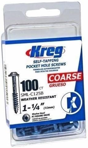 Kreg SML-C125B-100 100 Count #8 X 1-1/4in Blue-Kote Coarse Thread Pocket Screws by Kreg 100