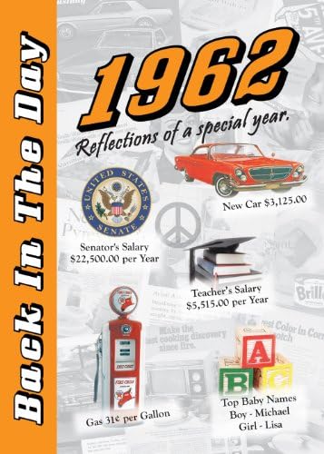 1962 Back In The Day - 24-page Greeting Card / Booklet with Envelope (5 x 7 Size) – Great for Birthdays, Anniversaries, Reunions, Graduations, Client & Corporate Gifts